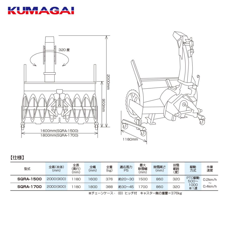 熊谷農機|KUMAGAI トラクター スノーラッセル SQRAシリーズ 三 熊谷農機|KUMAGAI トラクター スノーラッセル SQRAシリーズ 三