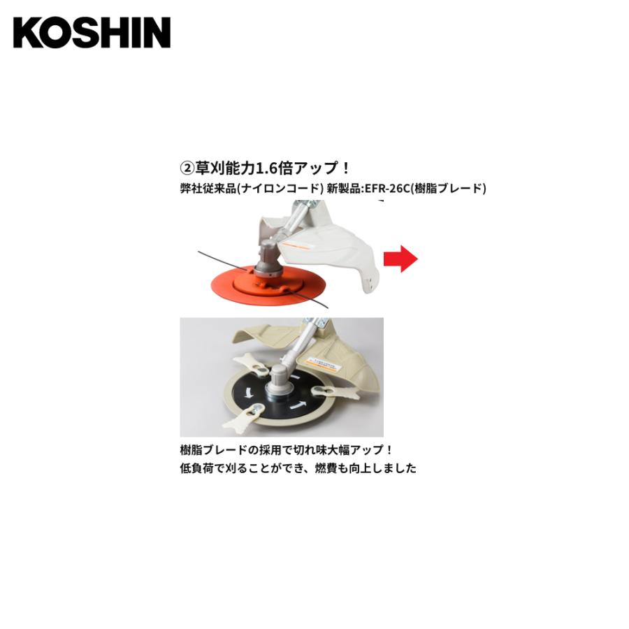 工進（KOSHIN） キャリー式エンジン草刈機 2重円盤構造 タイヤ 手押し