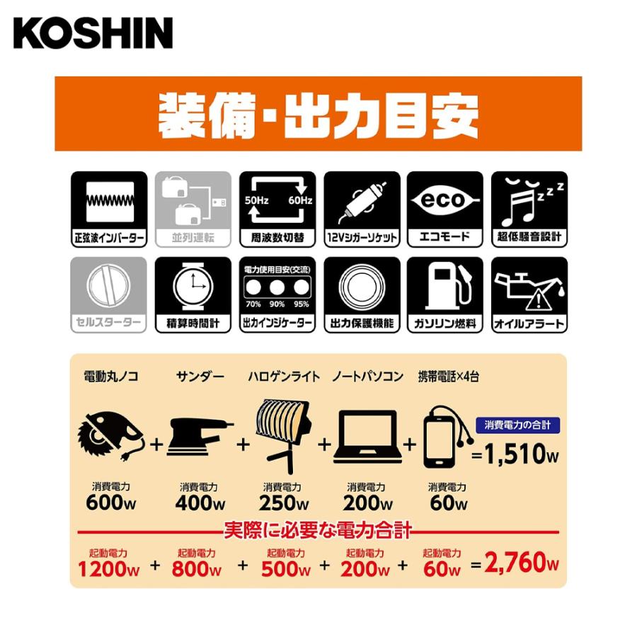 　工進 インバーター発電機 GV-30is　メーカー直送で送料無料 工進（KOSHIN） （法人限定）工進 インバーター発電機 （定格出力3.0
