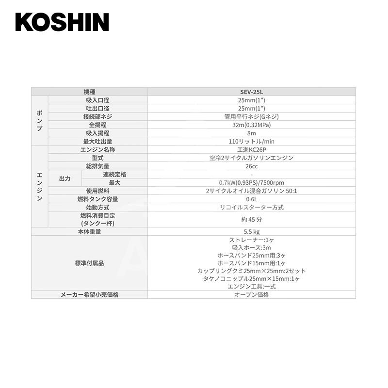 在庫あり>KOSHIN 工進 エンジン ハイデルスポンプ SEV-25L (SEV-25L