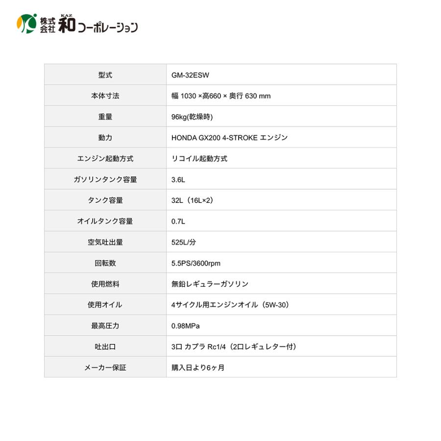 和コーポレーション KAZ エアーコンプレッサー AirWAVE エンジン式
