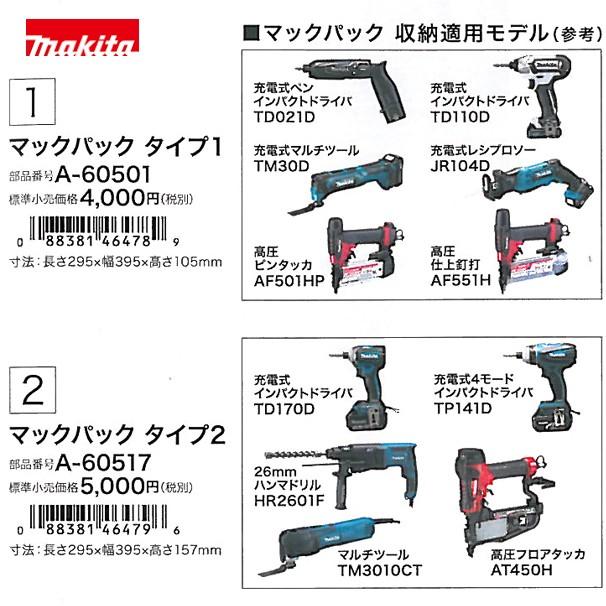 マキタ｜マックパックシリーズ タイプ１〜４セット品 A-60545 : mkt