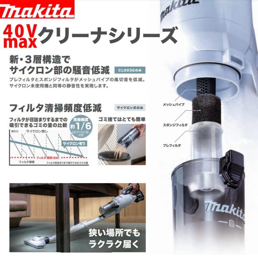マキタ（makita） 40Vmax 充電式クリーナ サイクロン一体式 CL003GRDW