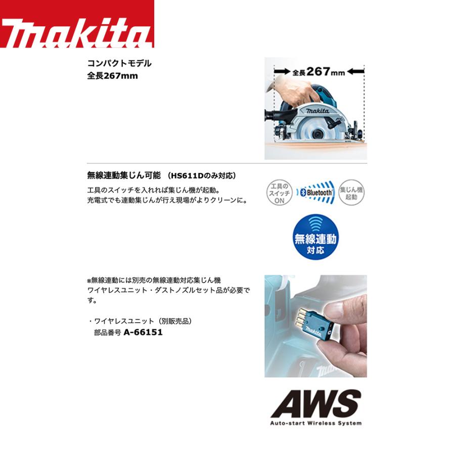 マキタ（makita） 18V 充電式マルノコ 刃径165mm/切込57mm 本体のみ
