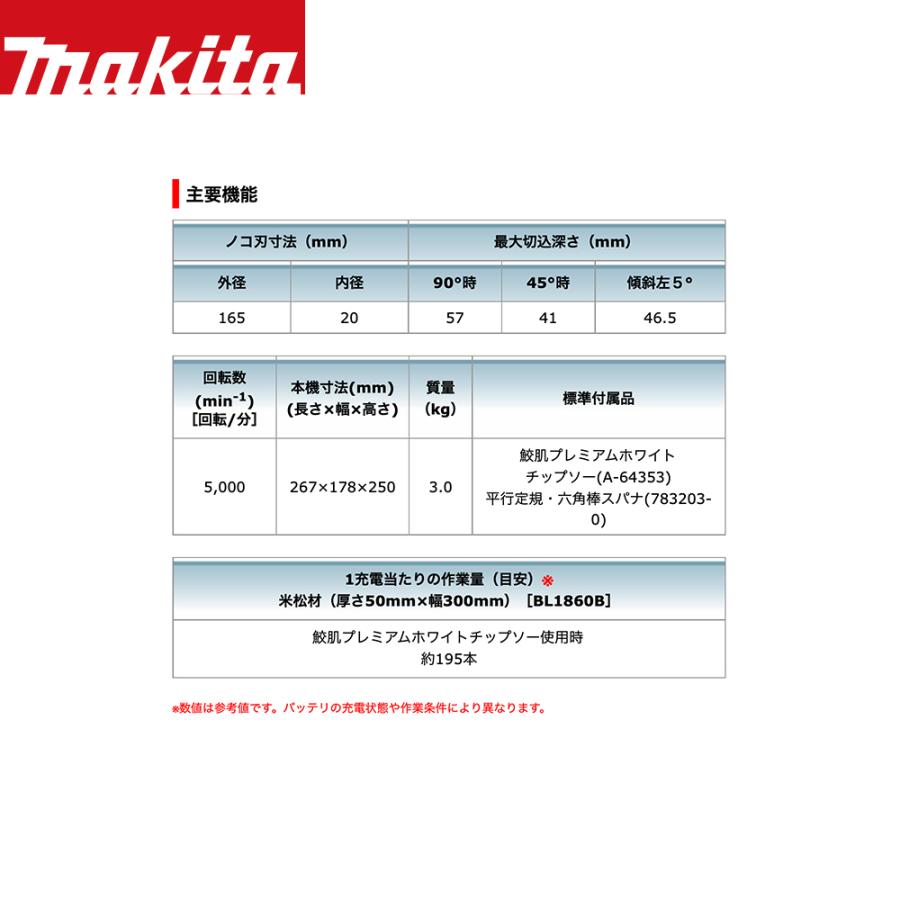 マキタ（makita） 18V 充電式マルノコ 刃径165mm/切込57mm 本体のみ