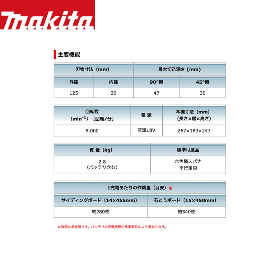 マキタ（makita） 18V 充電式マルノコ 刃径125mm ダストボックス仕様