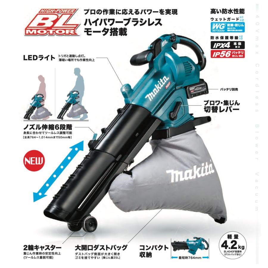 マキタ（makita） Makita 40V 充電式ブロワ集じん機 最大風速87.0m/s
