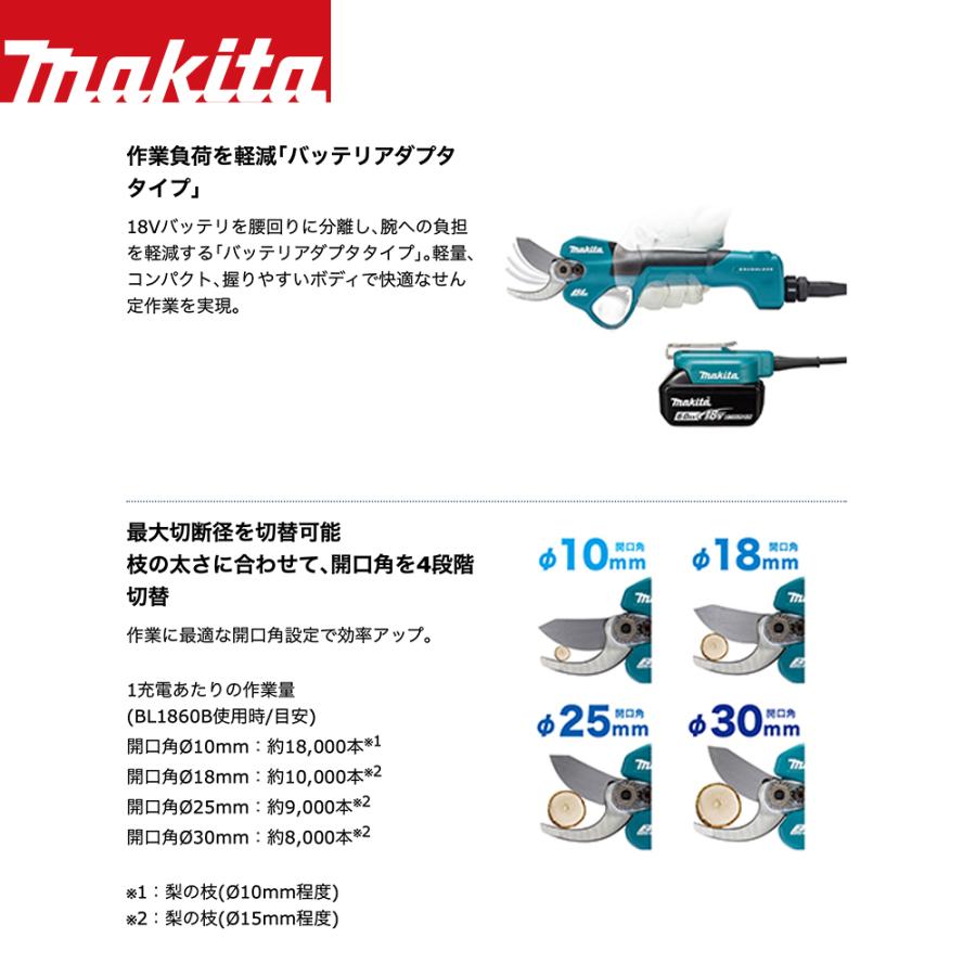 マキタ 充電式せん定ハサミ UP180DZK 最大切断径30mm + パワーソースキット1 A-61226セット品の画像