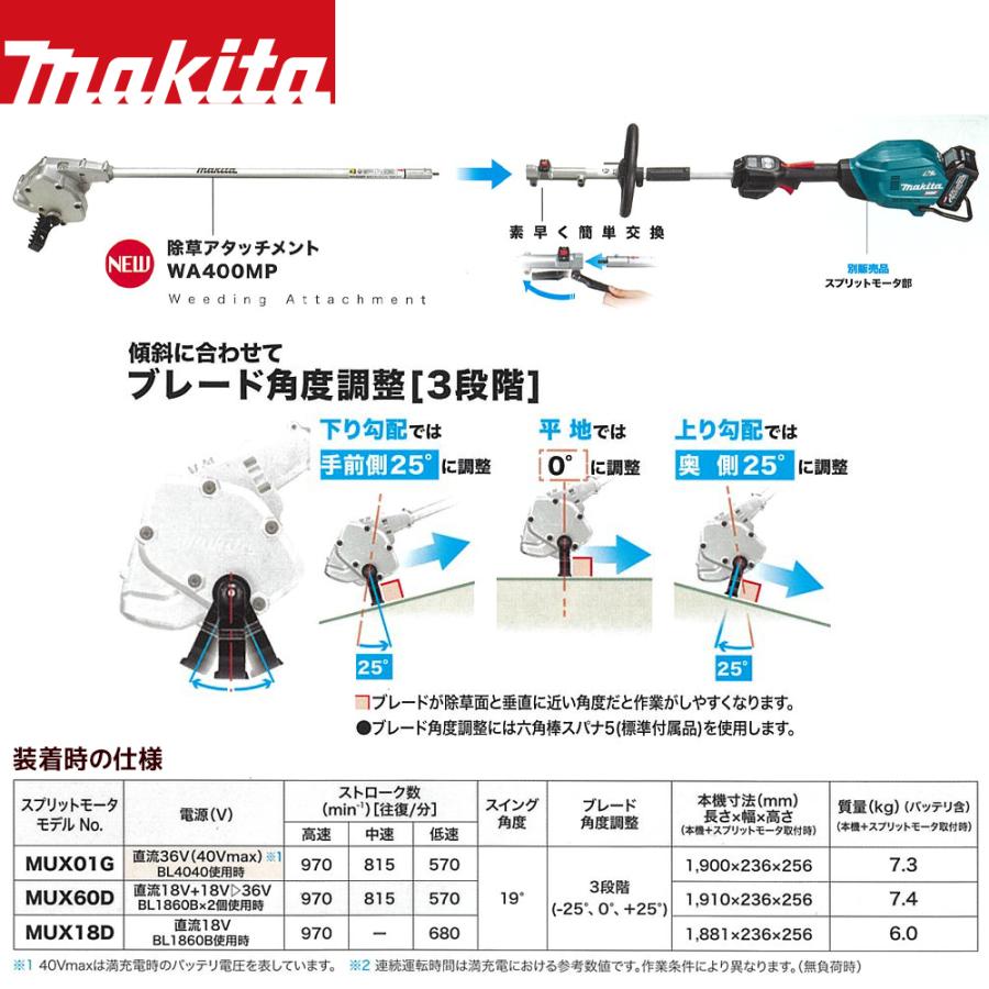 ＜5月10日出荷予定＞マキタ｜スプリットアタッチメント 除草アタッチメント WA400MP A-78069 充電式スプリットモータ用 分割式｜aztec｜04