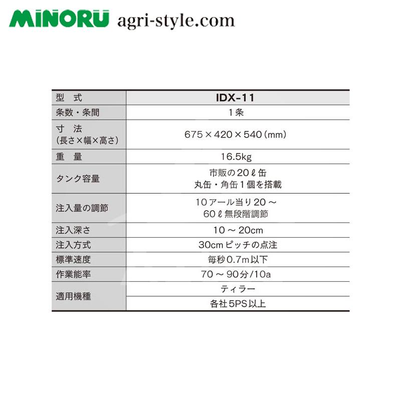 みのる産業｜ティラー用土壌消毒機１条型　IDX-11　市販の薬液缶（丸缶、角缶）がそのまま搭載できます。