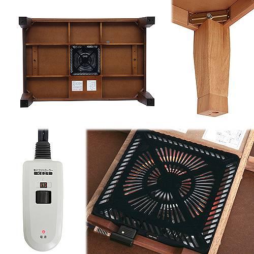 こたつ 長方形 モダンリビング継ぎ脚こたつ-ディレット 120x80cm 継脚