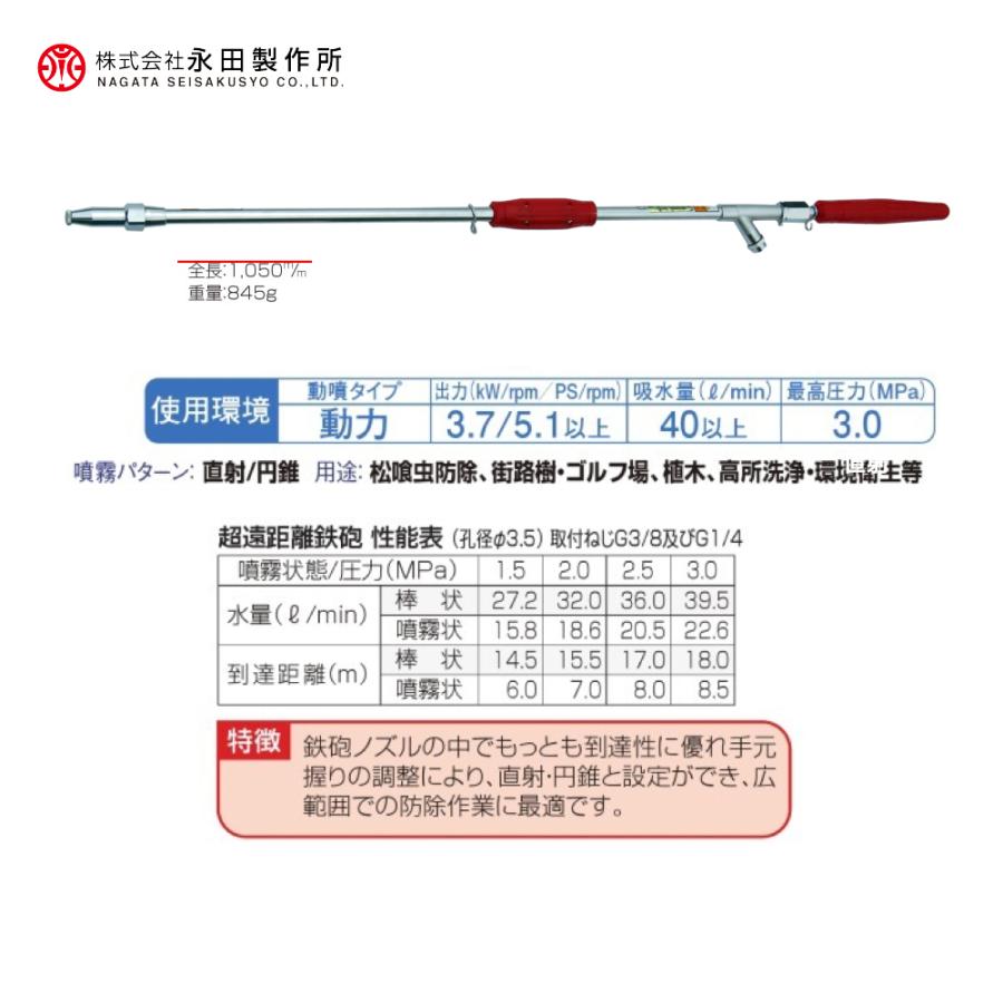 永田製作所 NAGATA 鉄砲ノズルシリーズ 超遠距離鉄砲ノズル (G3