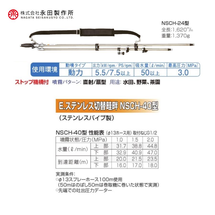 永田製作所｜NAGATA 畦畔ノズルシリーズ ステンレス切替畦畔NS