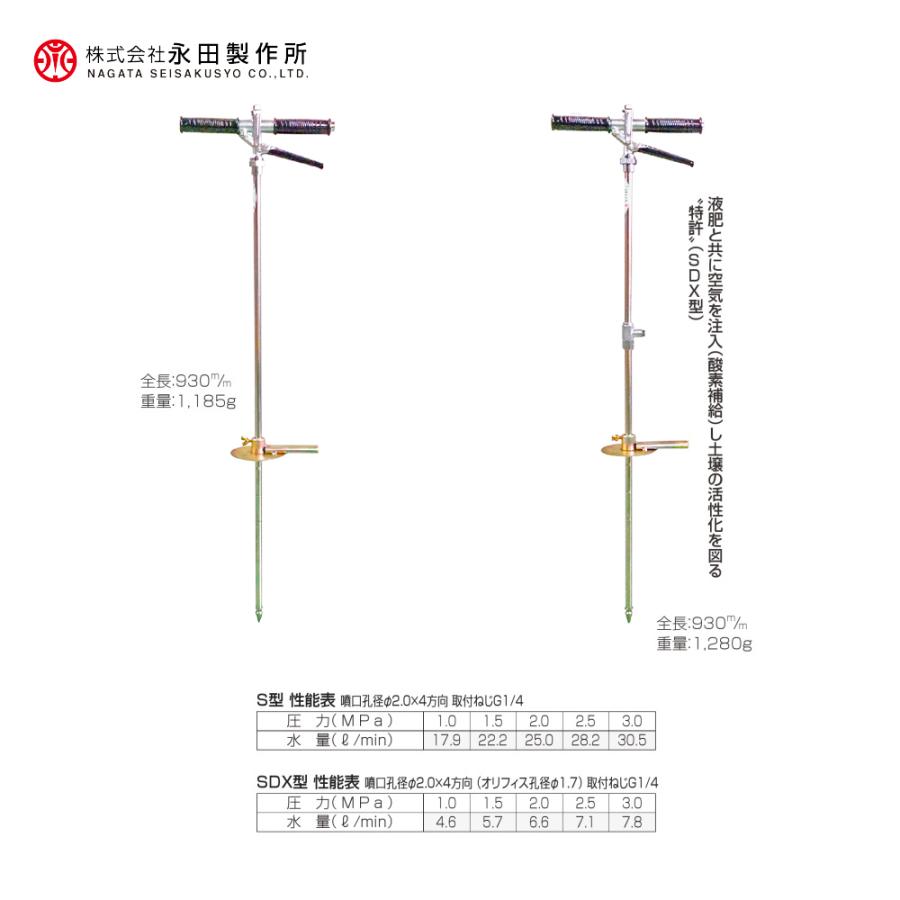 永田製作所｜NAGATA 液肥注入機 ポアーノズル 液肥注入機 SDX型 G1/4 ストップ機構付 土壌注入用 1230100