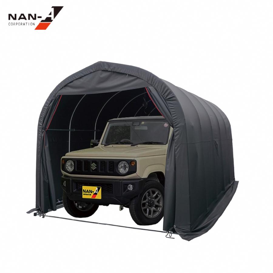 ナンエイ パイプ車庫 ベース式 Quickシリーズ 間口2.5x奥行4.0x高さ2.45m 軽ハイトワゴン対応タイプ 車庫 倉庫 南栄工業 2540B Quickの画像