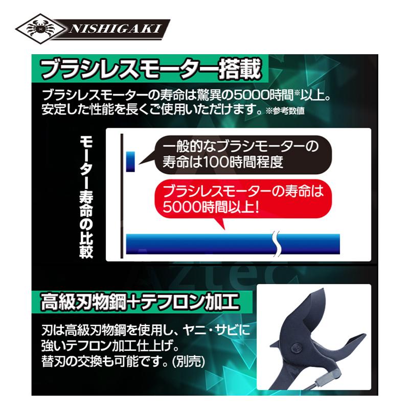 ニシガキ 充電式太剪定ばさみ 太丸充電プロ1500 N-936 本体のみ 1,500mm 電動 果樹 高枝 樹木 剪定 剪定バサミ はさみの画像