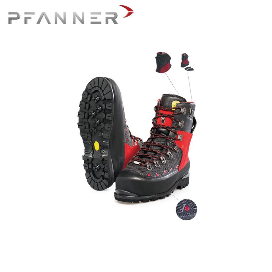 ファナーチェーンソーブーツ 赤黒 サイズ25.5〜26.0（EU41） ファナー PFANNE 防護靴 チェーンソープロテクションブーツ