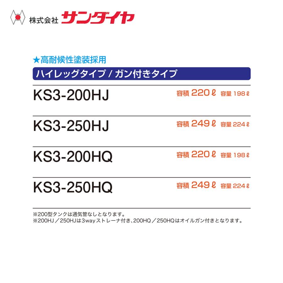 灯油タンク　サンダイヤKS3-250 224ℓ　ほぼ新品！ サンダイヤ 灯油タンク 容量224L ハイレッグタイプ SUNDIA 高耐光性