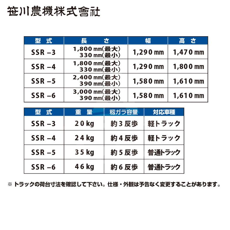 笹川農機 籾ガラ運搬コンテナ スライドエックス SSR-3 軽