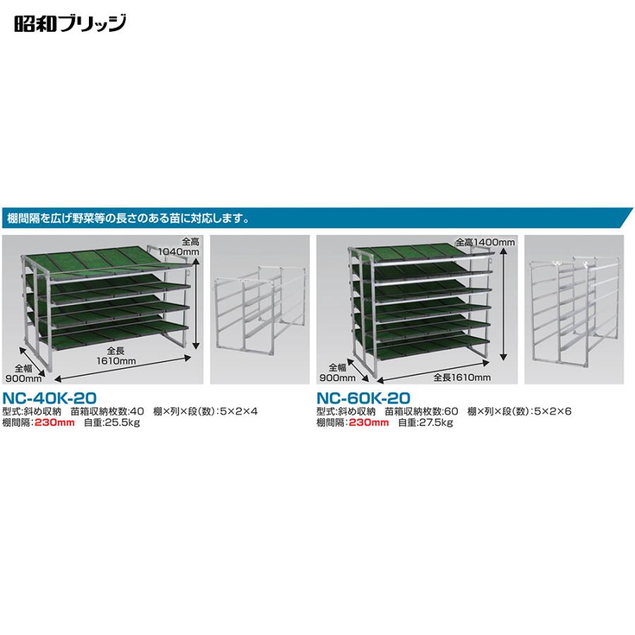 昭和ブリッジ｜苗箱収納棚 アルラック 苗コン NC-40K-20 斜め収納タイプ 野菜など長さのある苗に対応 代引不可｜aztec｜02