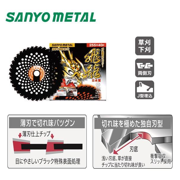 三陽金属 255×40P 草刈り機用刃飛龍5枚白龍2枚オイル手袋セット 255×40 白龍 三陽金属(ERBA) 刃数40P 外径255mm 【通販モノタロウ】