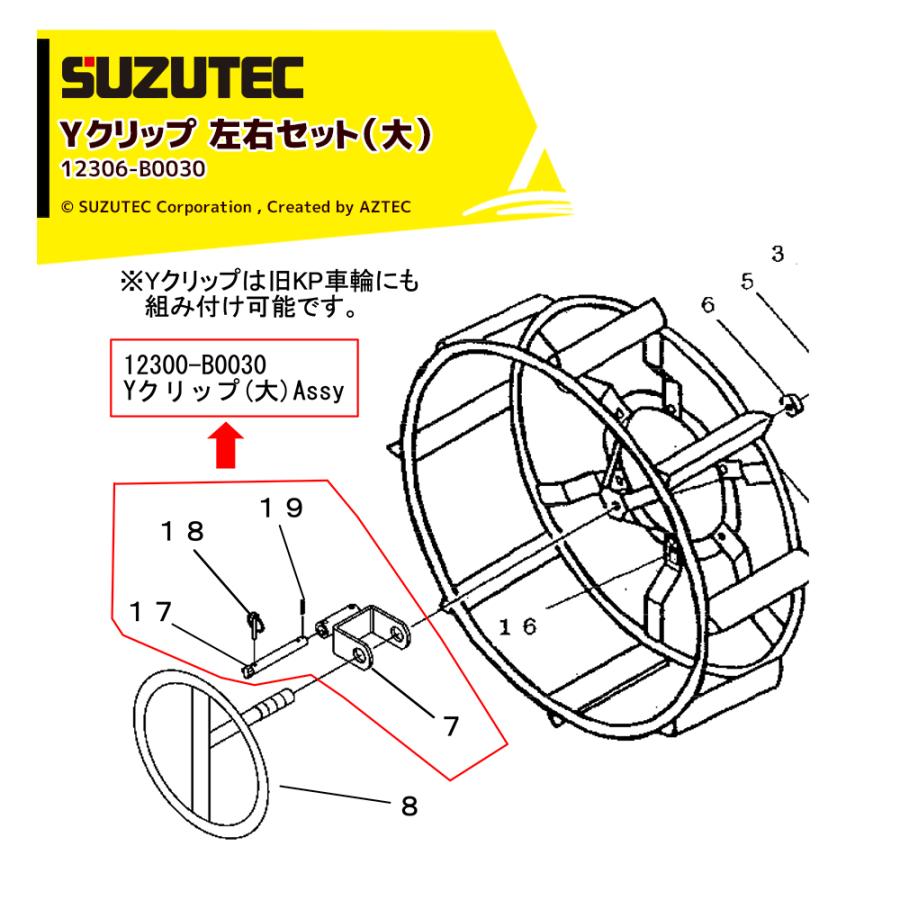 SUZUTEC <部品>スズテックトラクター用補助車輪 (大) 用 Yクリップ