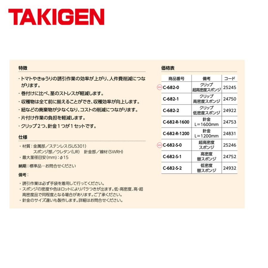 TAKIGEN <1,200個セット>タキゲン パクットクリップ C-682-2 低密度