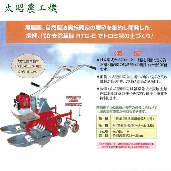 太昭農工機｜水田用小型管理機　ミニエース　代かき除草機　RTG-ES型　標準田用（4WD）