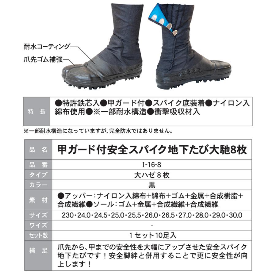 荘快堂｜甲ガード付安全スパイク地下たび 大馳8枚 I-16-8 地下足袋 24〜28cm 鉄芯入 スパイク底 直送商品 代引き不可｜aztec｜03