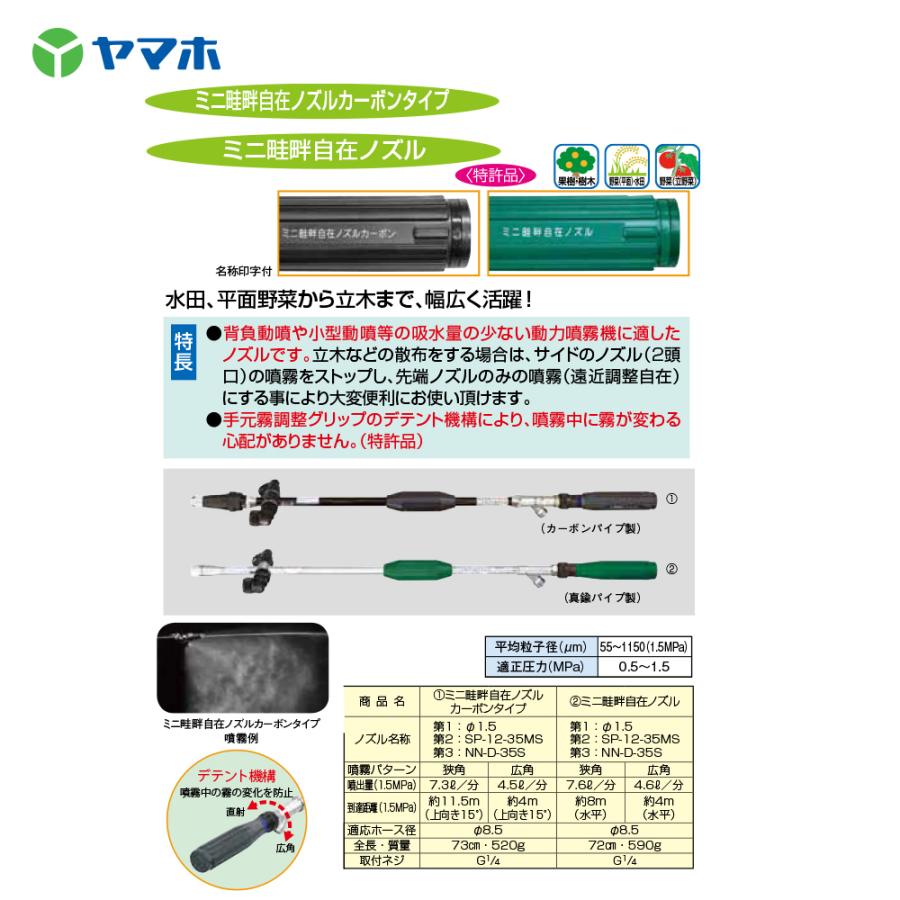 ヤマホ 鉄砲噴口 ミニ畦畔自在ノズルカーボンタイプ (G1/4) 131649