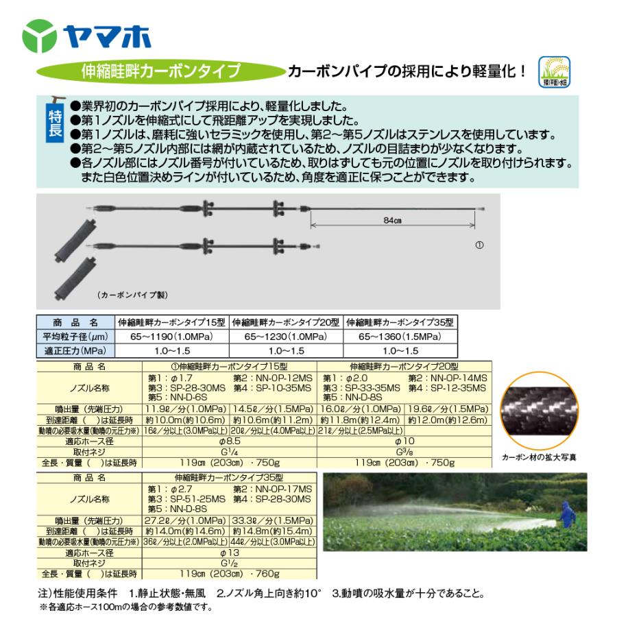 ヤマホ 鉄砲噴口 伸縮畦畔カーボンタイプ35型 (G1/2) 132256 水田