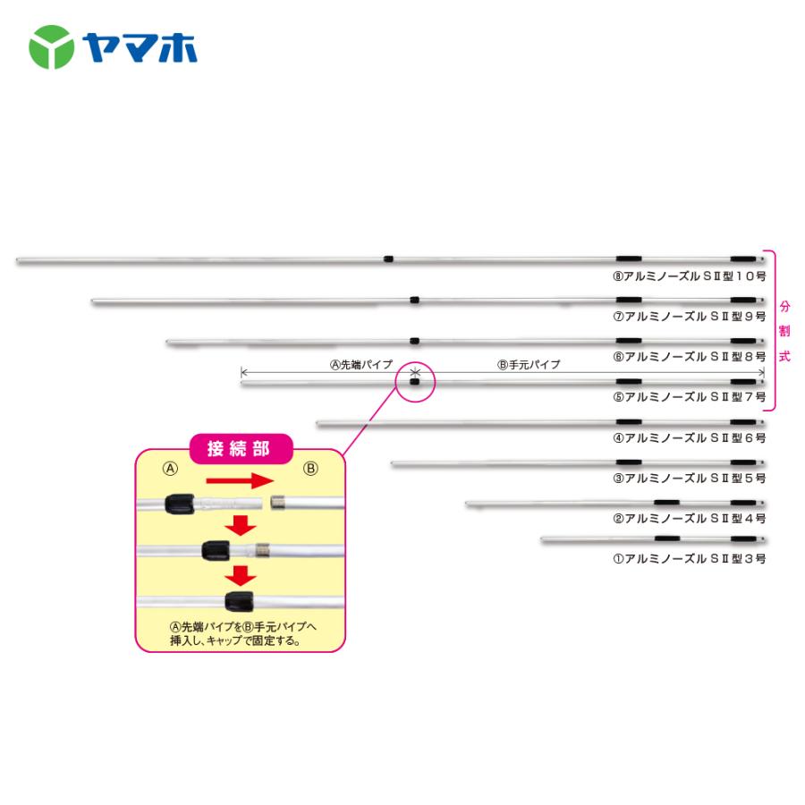 ヤマホ アルミノーズル SII型10号 301358 分割式 アルミ合金3.0m