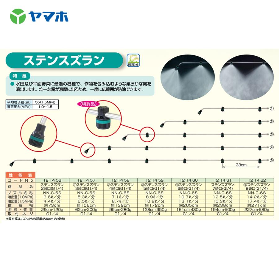 ヤマホ ステンスズラン6頭口 (G1/4) ステンタイプ 散布幅 約205cm