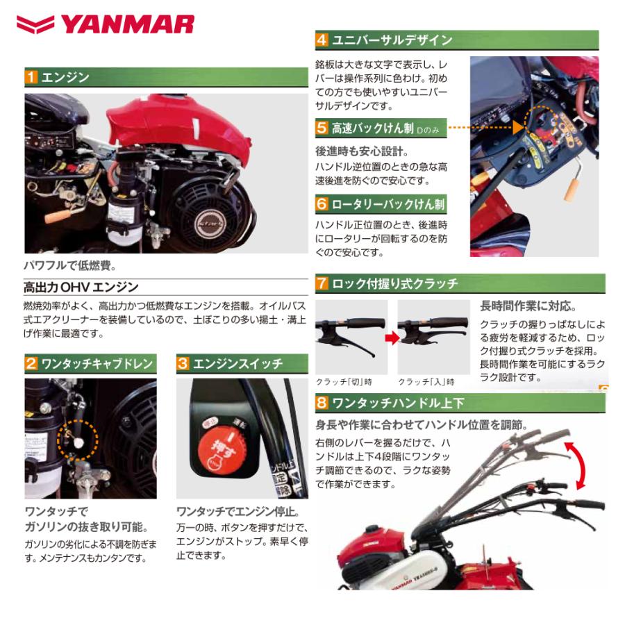 ヤンマー（YANMAR） ミニ耕運機 耕うん機 管理機 3.0馬力 標準仕様