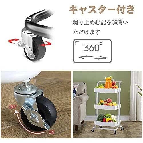 キッチンワゴン キャスター付き 3段 2段 収納 ラック バスケット