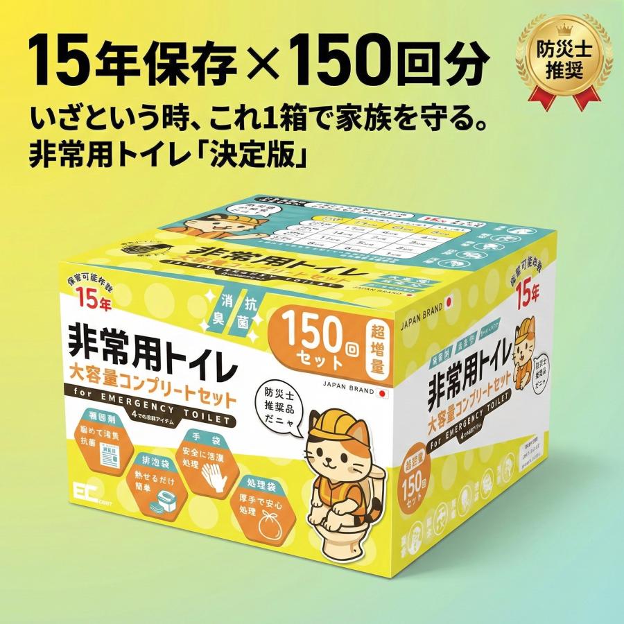 ⑦ ５個セット 簡易トイレ 防災トイレ 非常用 防臭 抗菌 災害対策 長期保存 簡易トイレ 非常用トイレ 防災トイレ 150回 15年保存 防災士推奨 抗菌