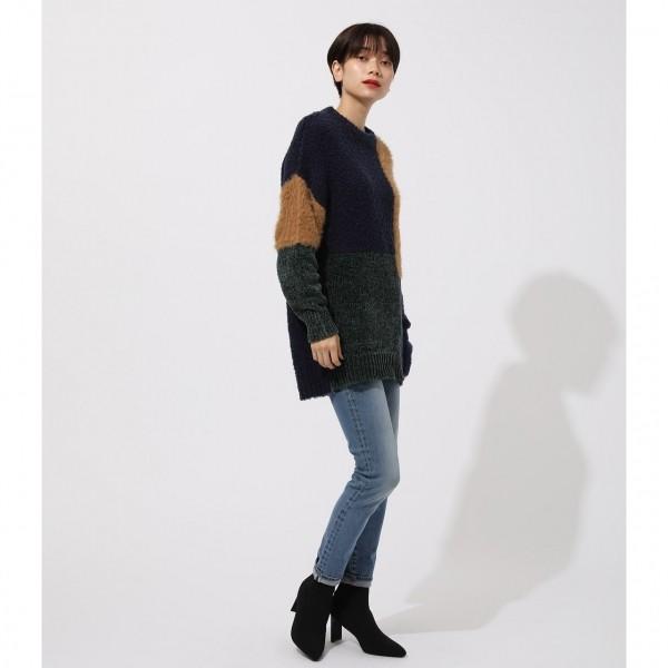 YARN BLOCK MIX KNIT TOP/ヤーンブロックミックスニットトップ 