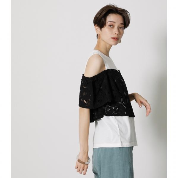 LACE LAYERED RUFFLE TOPS/レースレイヤードラッフルトップス/レディース/トップス タンクトップ  ノースリーブ【SALE】｜azulbymoussy｜03