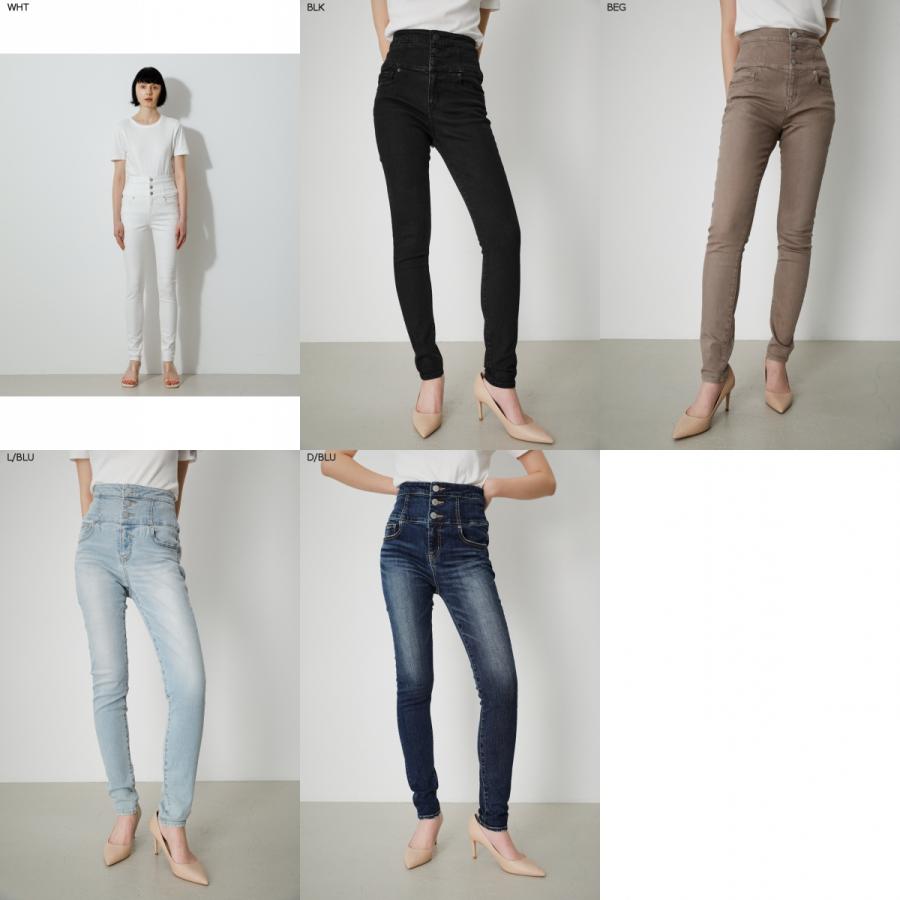 HI-WAIST BUTTON DENIM SKINNY2/ハイウエストボタンデニムスキニー2/レディース【SALE】｜azulbymoussy｜02