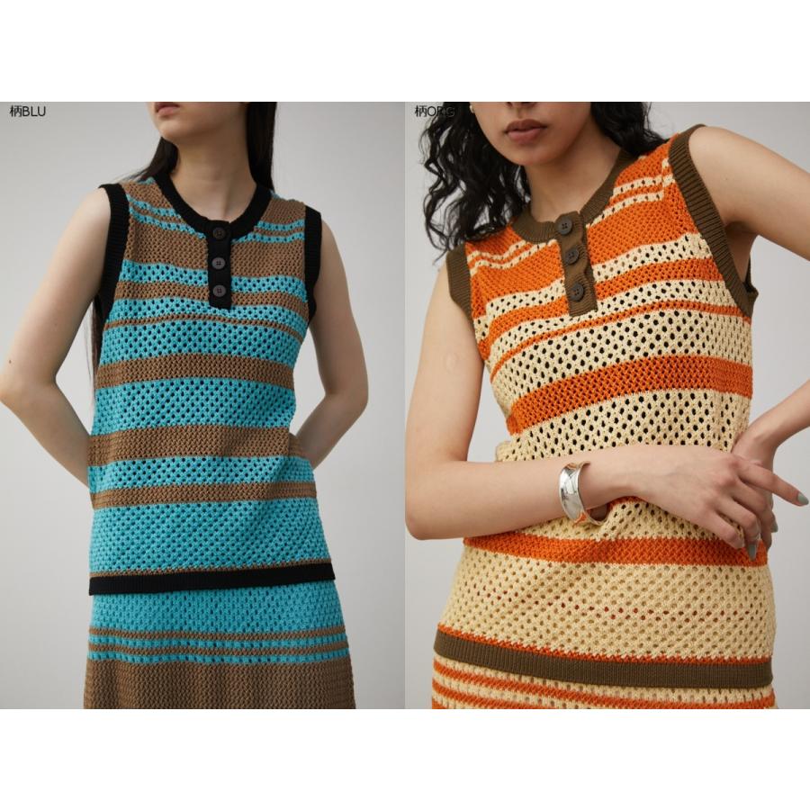 【6月3日(月)8:59まで期間限定価格】MULTI BORDER MESH KNIT TOPS/マルチボーダーメッシュニットトップス/レ【SALE】｜azulbymoussy｜02