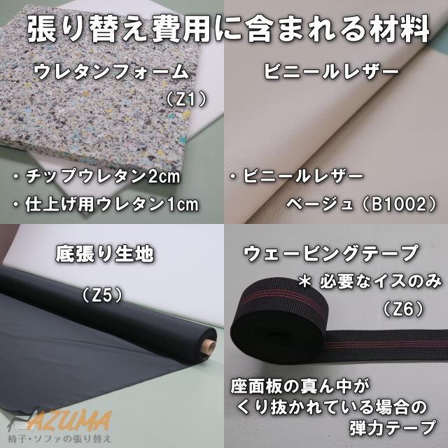 復路 送料無料 ダイニングチェア座面張り替え 縫製なし ビニールレザー