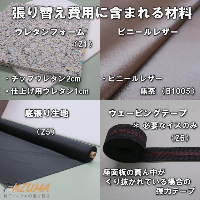 復路 送料無料 ダイニングチェア座面張り替え 縫製なし ビニールレザー