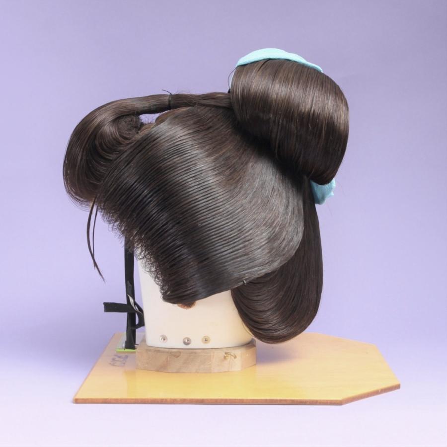 銀杏返し(黒髪、生え際網無しタイプ)中サイズ、中古舞踊かつら、大衆演劇かつら 銀杏返し(黒髪、生え際網無しタイプ)中サイズ、中古舞踊かつら、大衆