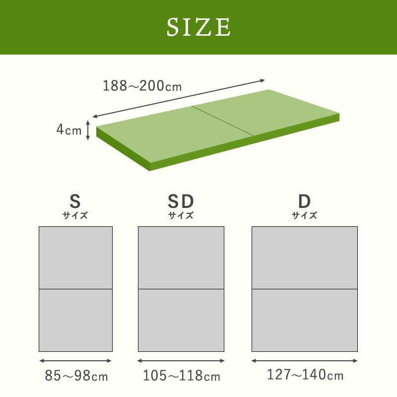 い草100％ ベッド用畳 シングルサイズ 畳２枚１セット 厚さ4cm 幅85〜98cm 長さ188〜200cm※フレームは含みません　_17