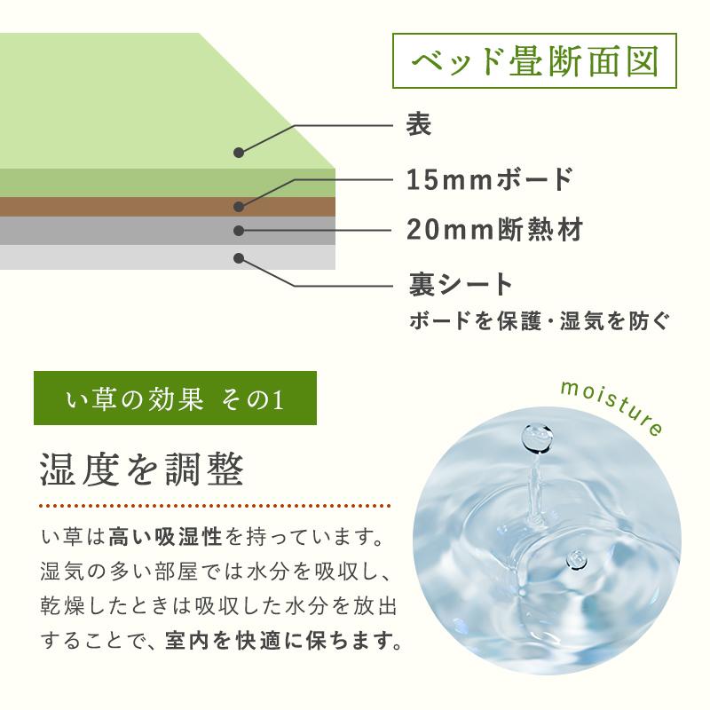 い草100％ ベッド用畳 セミダブルサイズ 畳2枚1セット 厚さ4cm 幅105