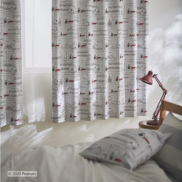 スヌーピーカーテン スミノエ 100×135 ドレープ 遮光 2つ山 1.5倍 スミノエ _ スヌーピー カーテン 100×135 2枚セット シュローダー