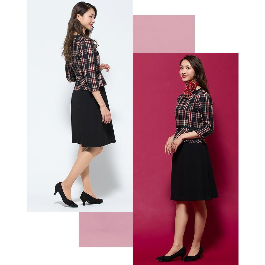 ワンピース 事務服 アンジョア enjoie ジョア 61790 半袖 透け防止 女性 レディース 受付 エステ服 コンシェルジュ おしゃれ 上品 小さいサイズ 5号〜15号_8