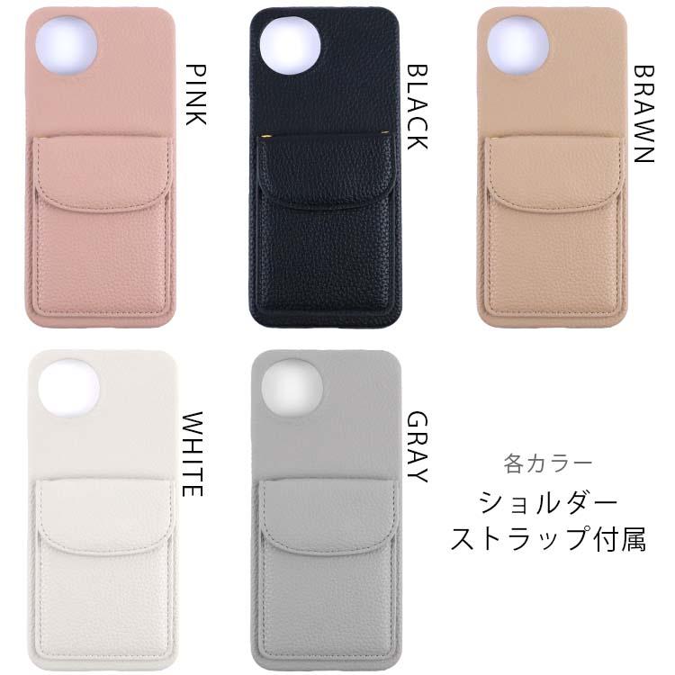 AQUOS wish4 ケース ショルダーストラップ レザー 肩掛け
