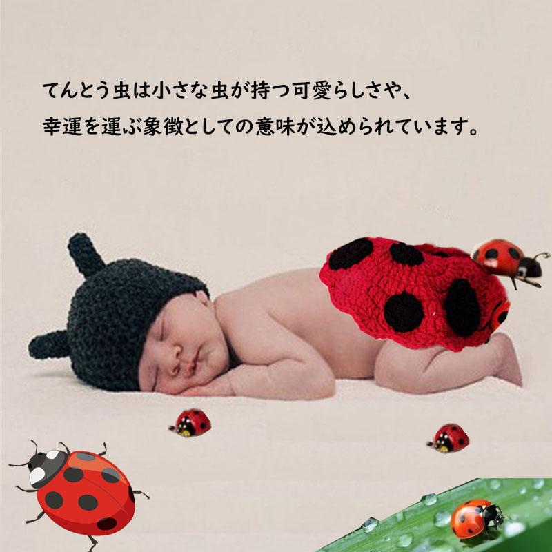 寝相アート 衣装セット ベビーニューボーンフォント 春 夏 虫 てんとう