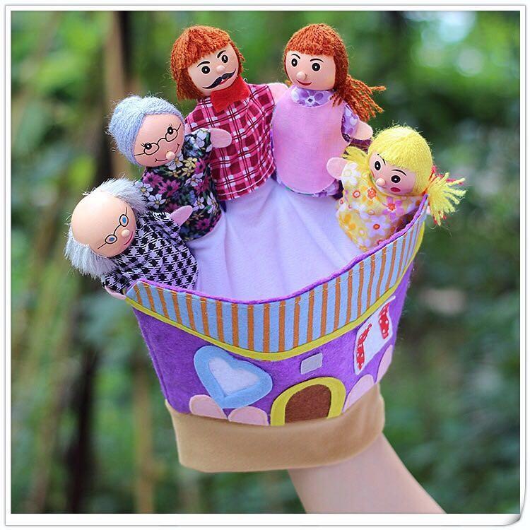 女の子の人形と猫の指人形ハンドパペット 2点セット ベビー玩具 初めてのおもちゃ 指人形 木のおもちゃ 手袋 ハンド